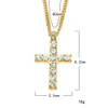 Hip Hop Cross Pendant Men Women Iced out Gold Silver Color Bling Rhinestone Crystal Cross Pendant Necklace Chain Drop Shipping