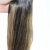 Human Hair Weave Ombre Dye Kolor Brazylijskie Virgin Hair Pakiet Weft Pakiet Balayage dwa ton 2 #Brown to #27 Blonde279z