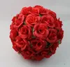 Palline da baciare con fiori di rosa di seta artificiale da 50 cm con foglie verdi per ornamenti natalizi di nozze Forniture per decorazioni per feste