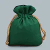 Bolsas pequeñas de lino y algodón de color liso, bolsas de regalo para fiestas de cumpleaños, bodas y Navidad, bolsa de regalo con cordón, bolsa de embalaje de tela, 10 unidades/lote