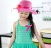 Fashion Summer Sun Hat Girls Kids Beach Hats Bags Flower Straw Hat Cap weave Tote Handbag Bag Suit fit 1-6 Years Children sunhat