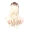 woodfestival Blonde Dark Roots Wig long Straight hat耐熱ウィッグ女性合成髪60cm2165526