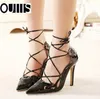 Sandales romaines femmes pompes nouveau Style européen chaussons dames Sexy creux croix à lacets talons aiguilles chaussures femme