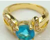 Sapphire Crystal 14K Żółty złoty pierścień # 8