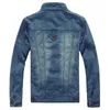 Wholesale- Men's Patchwork Jeans Jackets Pockets Outdoors Zipper Denim Jacket Men Casual Slim Jaquetas Masculino Plus Size MXA0326