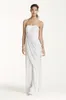 Langes trägerloses Brautjungfernkleid aus Chiffon mit seitlicher Drapierung W10482, Hochzeitskleid, Abendkleid, formelle Kleider