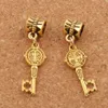 Alloy Benedict Medal Cross Key Charm Loose Beads 34.6X9.4mm Tibetan Silver/gold/Bronze Dangle Fit European Bracelets Jewelry DIY B1687 100pcs/lot