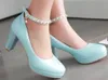 Fashion new style bride shoes chunky heels buckles pu shoes round head high heel wedding shoes sexy prom evening party shoesshuoshuo6588