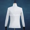 Men's Suits & Blazers Wholesale- 2021 Male Fashion Stand Collar Business Casual Tuxedos Chinese Dragon White Slim Tunic Blazer(Jacket+Pants)