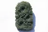 Free delivery - beautiful natural hetian oil green jade, hand-carved bead jade dragon play. Amulet necklace pendant,