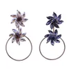 Idealway DIY Corée Plaqué Or Cristal Fleur Forme Boucles D'oreilles Femmes Bijoux