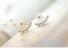 Haute qualité Anti allergique bijoux en argent pur s 925 argent marguerite fleur avant et arrière deux faces boucles d'oreilles clou d'oreille coréen
