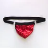 Mens Fashion Thong Pochette Sexy no -back -string G3006 Points métallisés Foiled Shiny tissu taille