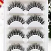 014 Handgjord Vatten Mink Tjock Falsk Eyelashes Natur Lång CrissCross Messy Tapered Fake Eyelashes Bomull Makeup Ögonfransar 1 Box 5 Par