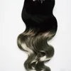 Brazilian Virgin Body wave micro loop hair extensions T1b/gray ombre hair extensions 100g micro link human hair extensions