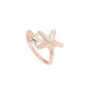 Everfast Wholesale 10pc/Lot Twinkle Twinkle Ring Ring Nautical Beach 2 Starfish Ring للنساء هدايا عيد ميلاد EFR068