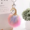 Juguete de caballo de Anime para mujer, llavero de Metal bonito, colgante de juguete de felpa, llavero de piel esponjosa, bolsa, juguete de peluche colgante