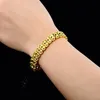 Bracciale a maglie da uomo placcato in oro giallo 18 carati con intaglio 9 mm 8 pollici JH111