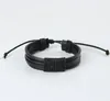 Venta al por mayor-PSL070 Negro trenzado de cuero ajustable Pulsera popular Brazalete Mujeres Hombres `s Joyería informal 2pcs / lot