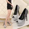 Sexy ladies high heel platform peep toe shoes gradient color party prom shoes silver gold pink size 34 to 39