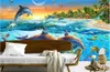 Sfondo da parati da parete Diamond Diamond Custom Blue Ocean nuoto delfino Coral Fish TV sfondo 3D Wallpaper Walls2804759