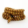 10 pcs/lot 8x108 chapelet tibétain classique pour hommes et femmes chaud bois de wengé naturel jaune bois prière Mala perlé Bracelets ou collier