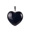 10st 24 * 25mm Heart Shape Healing Chakra Pärlor Crystal Quartz Diy Stone Slumpmässig Färg Ädelstenar Pendants För Halsband Örhängen Smycken