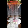 Peça central acrílica quadrada alta do evento com o cristal de suspensão frisado da decoração da tabela do casamento