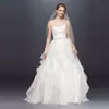 Новое кружево и органза Свадебное бальное платье с бусинкой -любимой дизайнером рюша для подготовки к пола на пол Свадебные платья WG3831244302