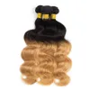 Dwa tonowe 1B 27 miodowe blond koronkowe zamknięcie wiązek Strawberry Blond Ombre Hair Bundles Brazylian Human Virgin Hair z 44 LA8196359