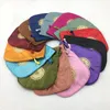 Broderi Sun Små presentväskor för smycken Förpackning påse Satin Cloth Drawstring Torkade blommor Kryddor Coin Storage Pocket Sachet 50pcs / Lot