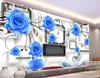 Anpassad vilken storlek som helst blå rose svan 3D TV vägg väggmålning 3D tapet 3D väggpapper för TV -backdrop2320405
