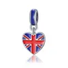 Britse vlag Bead Bead European Spacer Charm Fit Heart Bracelet Past Bracelets Oil Charm Beads9902525