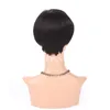 Novo 130 densidade Nenhuma renda cheia peruca de glugada Virgem Virgem Humana Natural Wigs curtos para mulheres negras1924646