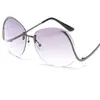 Fashion Vintage Round Rimless Clear Oversized Sunglasses Women Brand Designer Sun Glasses Metal Frame Retro Gradient Shades UV400 8203396