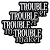 Anpassad Billiga Lågt Pris Med Trouble Maker Patch Broderad Rebel Iron-On Farlig Logo Gratis Frakt