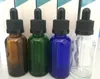 30 ml bernsteinfarbene, blau-grüne, klare Glas-Tropfflaschen mit schwarzem, kindersicherem Verschluss, 1 Unze ätherisches Öl, E-Flüssigkeit, leere Glasflasche, kostenloser Drop-Versand