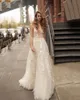 Berta 2017 Beach Wedding Dresses Sexy Spaghetti Plunging Neckline Backless Bridal Gowns Lace Appliqued Plus Size Wedding Dress