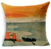 Cartoon Fox Cushion Cover Bawełniany lniany dekoracja domu almofada w stylu nordyckim kanapa krzesło rzucające poduszka 45 cm kwadrat Cojines6701131