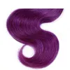 Grade 9A Virgin Braziliaanse # 1B / paars Ombre Hair Extensions Two Tone 3bundles Body Wave Dark Roots Purple Ombre Haar Weeft DHL GRATIS