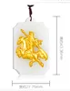 Ouro embutido jade branco (talismã) retangular wu mammon duque guan pingente de colar (parágrafo 2)