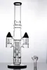 Hookahs 16 inches Svart Solid Basglas Bongs med Slits Rocket Perc Tube Vattenrör 18 mm led