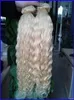 #613 Bleach Blonde curly human hair brazilian hair 2PCS/LOT kinky curly virgin brazilian wave hair weaves,Double drawn,No shedding,ta