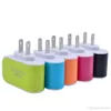 Wall Charger Travel Adapter för iPhone 6s Plus Färgglada Home Plug LED USB Laddare för Samsung S6 3 Portar USB Laddare Freeshipping