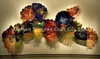 Lampes décorées de fleurs multicolores contemporaines avec des motifs en spirale Plaque murale en verre soufflé à la main en verre de Murano 16 "-LRW0030