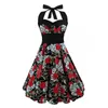 2017 Summer Vintage Retro 50s 60s Skull Rose Floral Printed Rockabilly Skater Pinup Swing Flare Dress Plus 4xl 5xl Vestido D208U