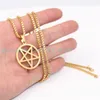Zilver/Goud 316L Roestvrij staal pentagram satanisch symbool Satan aanbidding Hanger Box Ketting Mannen Vrouwen Sieraden