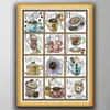 12 meses de café dos desenhos animados padrões de pinturas decorativas, Handmade Cross Stitch Bordado conjuntos de costura contados impressão sobre tela DMC 14CT / 11CT