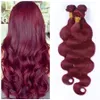 unprocessed grade 8A brazilian virgin hair red wine burgundy 99J color body wave human hair weaves 3pcs per lot free shipping