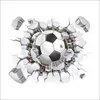 Wholesale- 3D Football Soccer Playground Broken Wall Hole Window View Home Decals Wall Sticker for Boys Room Sports Decor Mural